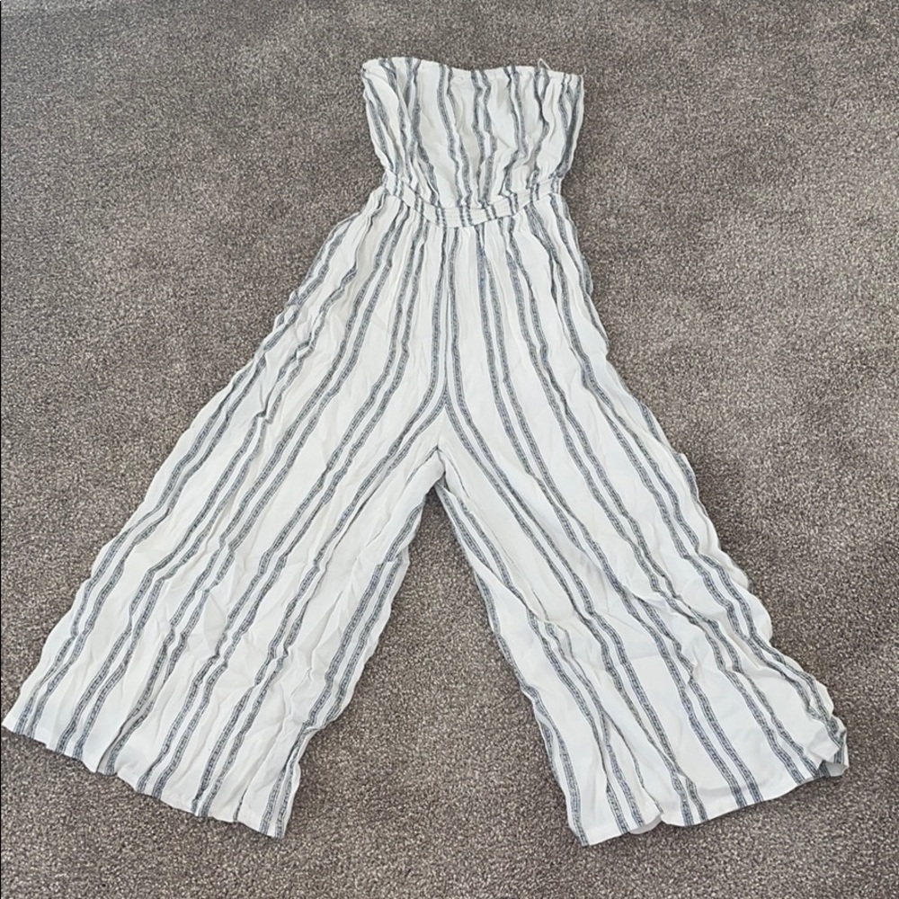urban outfitters black white stripe jumpsuit